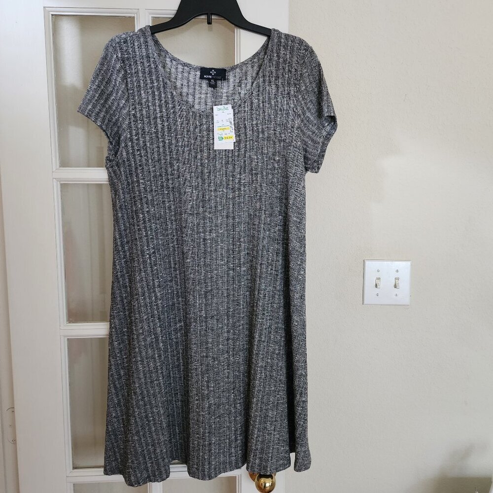 Ronni Nicole Gray Ribbed Short Sleeve Swing Dress